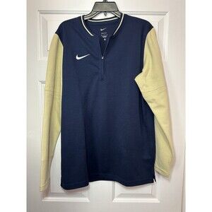 Size L Nike Men’s Dri-FIT 1/4 Zip Pullover Top Blue Gold FJ9549-423 NEW